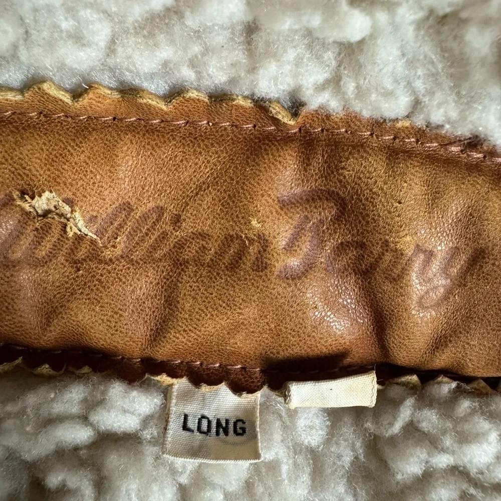 Vintage William Barry tan suede hoodie jacket with Sherpa lining Size 42 Long